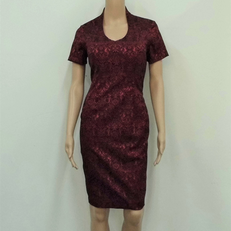 Maroon with black short sleeve dress mother