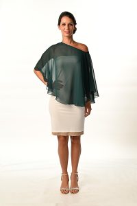 Green Georgette See-through Boat Neck top