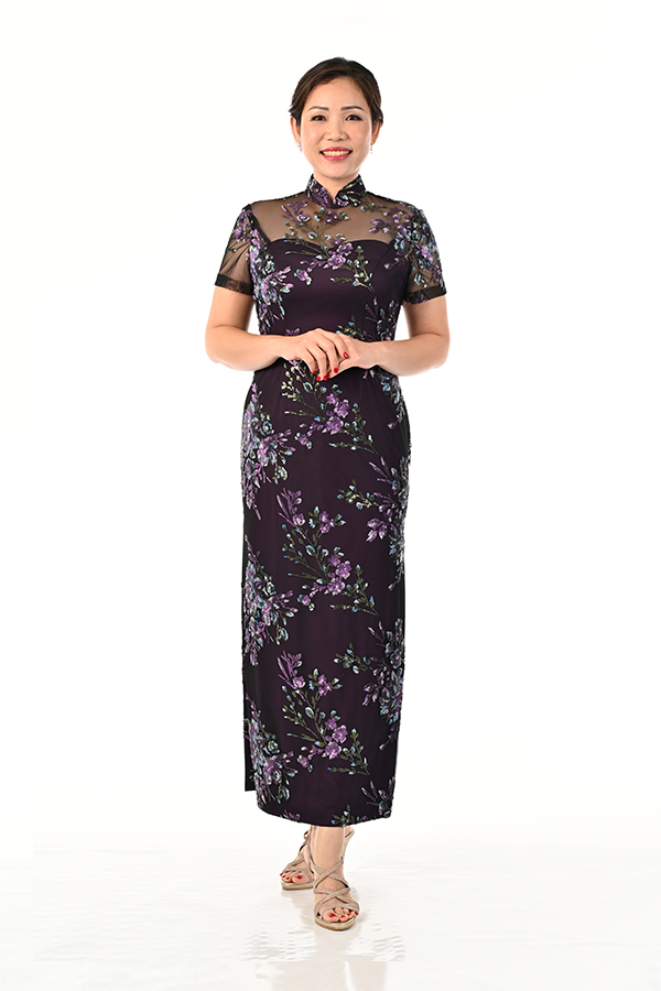 Floral embriodery sequin cheongsam